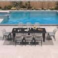 thumbnail image 1 of PURPLE LEAF 9 Pieces Modern Patio Dining Set, Rectangular Aluminum Outdoor Table and 8 All-Weather PE Rattan Chairs Set for Kitchen Porch and Garden, Dark Grey, 1 of 8