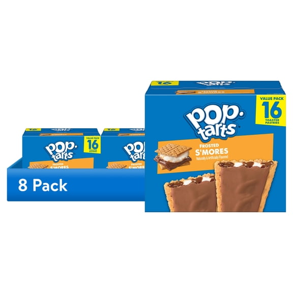 (8 pack) Pop-Tarts Frosted S'mores Toaster Pastries, Breakfast Foods, Shelf-Stable, 27 oz (16 Count)