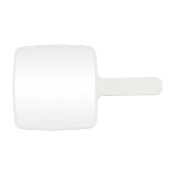 Espejo de mano único con mango, espejo de mano cuadrado, espejo de mano de un solo lado para mujeres y hombres 6.3" W x 11" L blanco