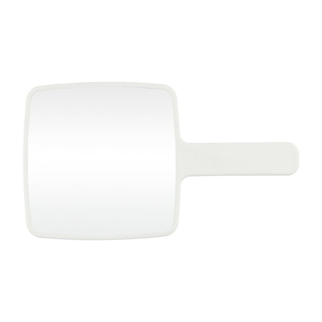 Espejo de mano único con mango, espejo de mano cuadrado, espejo de mano de un solo lado para mujeres y hombres 6.3" W x 11" L blanco