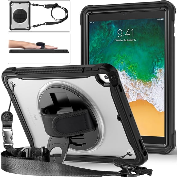 REQO Case for iPad Air 3 2019 / iPad Pro 10.5", [Full-Body] [Shock Proof] Protective Case with 360 Rotating Stand Hand/Shoulder Strap & Pencil Holder for for iPad Air (3rd Gen)