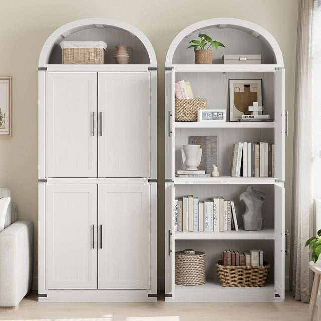 Ourlova Buffet Bahut de 55 Pouces, Grande Armoire de Rangement pour Vin, Buffet de Bar à Café, Table de Cuisine Style Ferme, Vitrine
