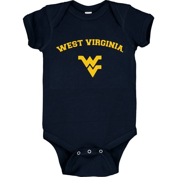 Infant Navy West Virginia Mountaineers Arch & Logo Bodysuit