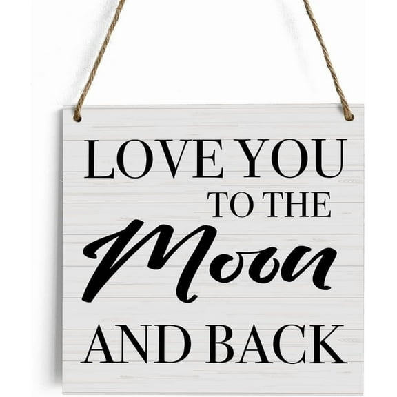Romantic Wood Wall Hanging Decor Motivational Nursery Decor I Love You Gifts For Him Her Wooden Decor Plaque Sign For Kids Bedroom Living Room Love You To The Moon And Back Sign 12X12 Inch