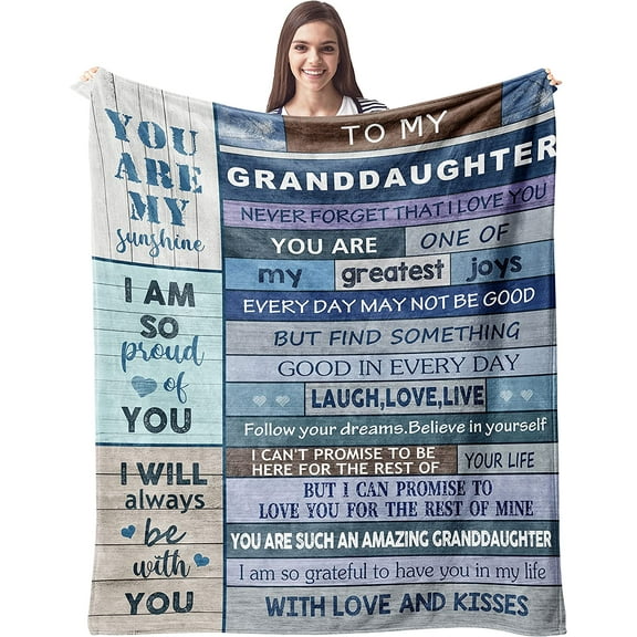 Granddaughter Gifts from Grandma Blanket 60"x50", Granddaughter Gifts Throw Blanket, Gifts for Granddaughter Blankets Throws, Granddaughter Gift Ideas for Birthday Graduation Christmas