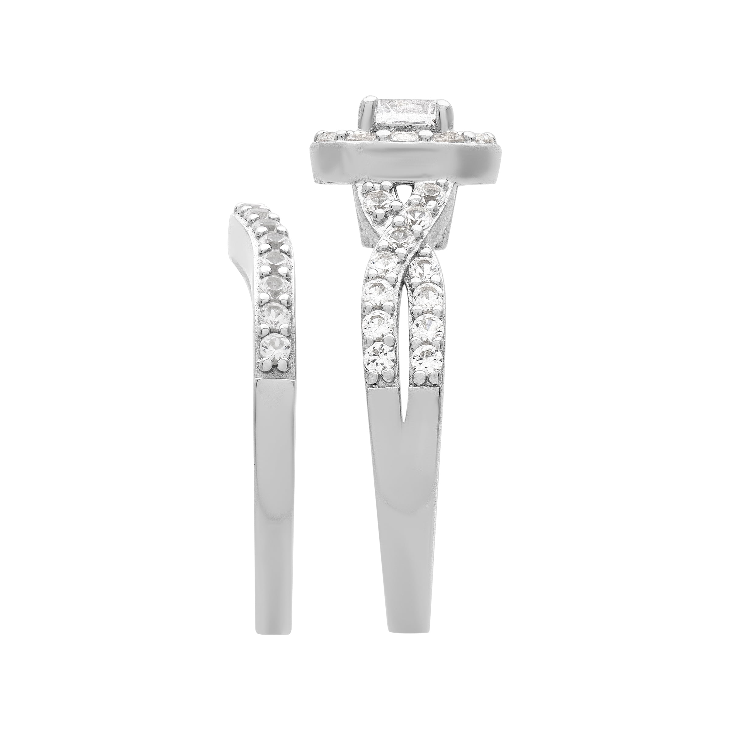 Keepsake 1 1/2 Carat TGW Created White Sapphire "Serena Gem" Women's Bridal Set in Sterling Silver
