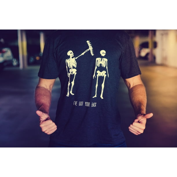 Mens Got Your Back Funny Halloween Skeleton Best Friend T shirt (Black) -  XL 