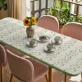 thumbnail image 3 of Green Floral Table Cloths for 8 Foot Rectangle Tables, Spring Flowers Patio Waterproof Elastic Fitted Tablecloths, Washable Rectangular Table Cover for Camping, 3 of 8