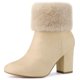 thumbnail image 1 of Botines De Nieve Talón De Bloque Punta Redonda Piel Sintética Para Mujeres Beige 40, 1 of 6