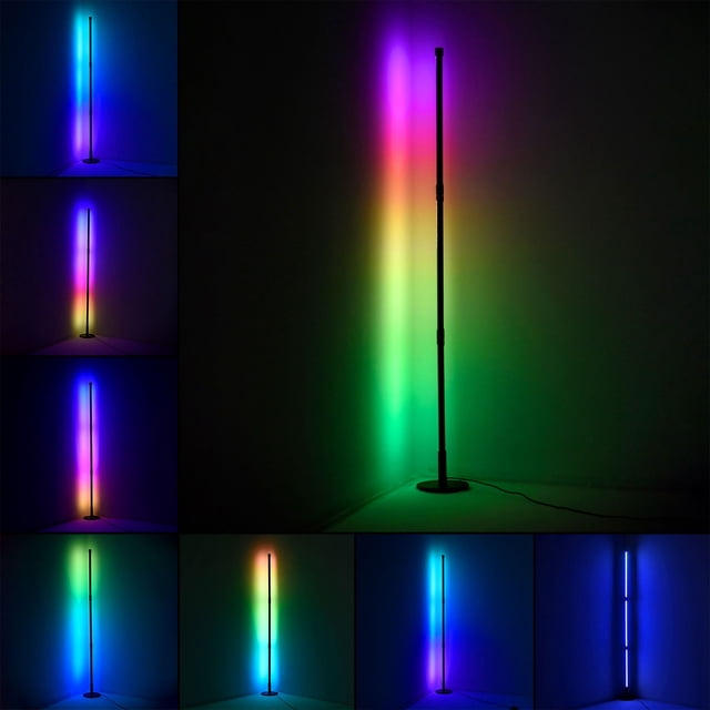 goowrom Lampe sur Pied Colorée à DEL RVB avec Télécommande Réglable Style Nordique Décoration de Salon