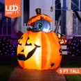 thumbnail image 2 of Joiedomi Decoraciones inflables de Halloween de 5 pies para exteriores, decoración inflable de Halloween al aire libre, calabaza para patio, gato inflable animado de Halloween en calabaza con LED para, 2 of 5