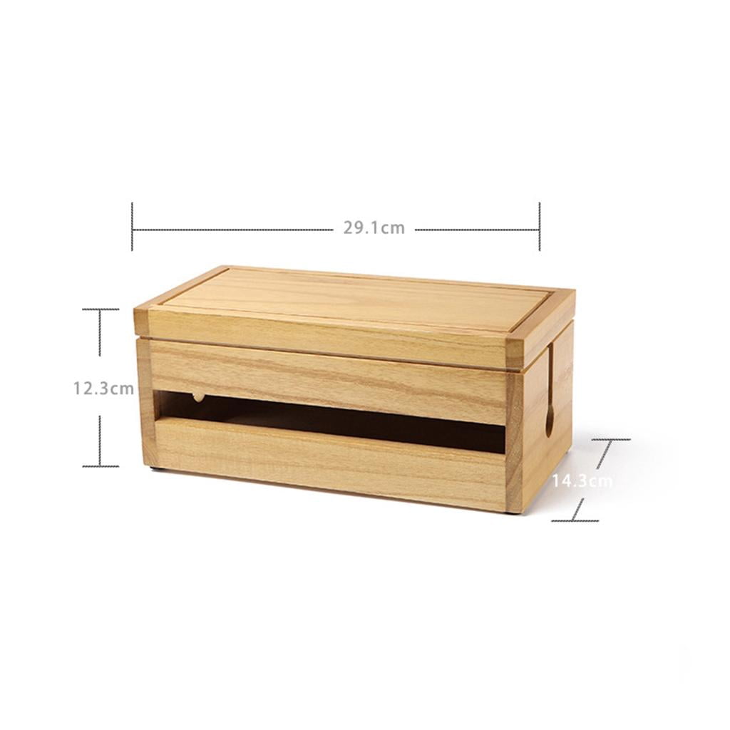 Fiocias Cable Management Box Cord Organizer Hide Cable Blocks Electrical Wires Concealer wood color