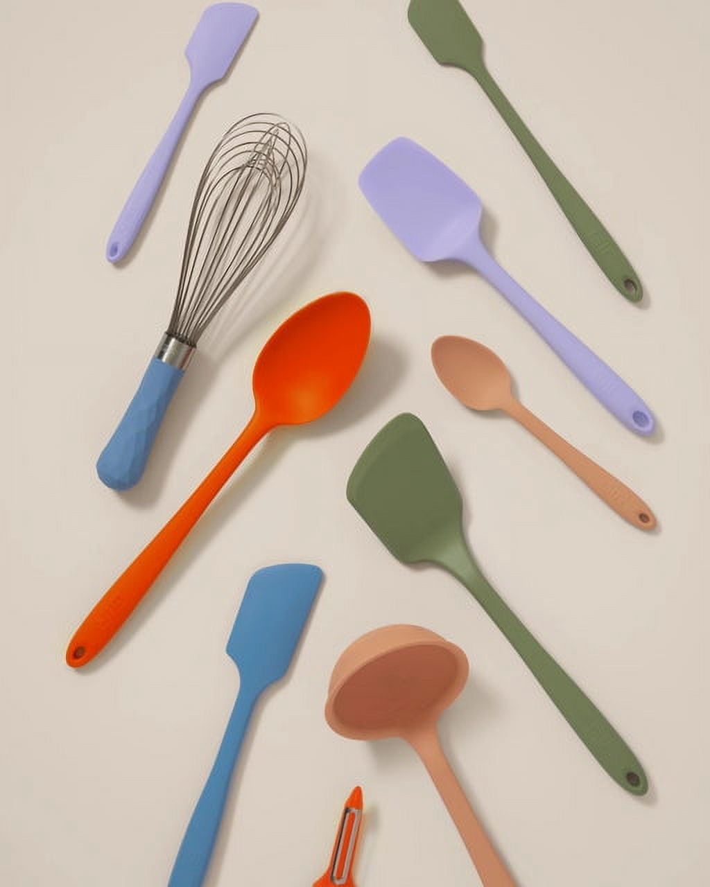 GIR Get It Right 10 Piece Ultimate Silicone Cooking Utensils Set 425°F Heat Resistant Spatula, Ladle, Flip, Spoon, Whisk, Spoonula & Peeler, Mediterranean