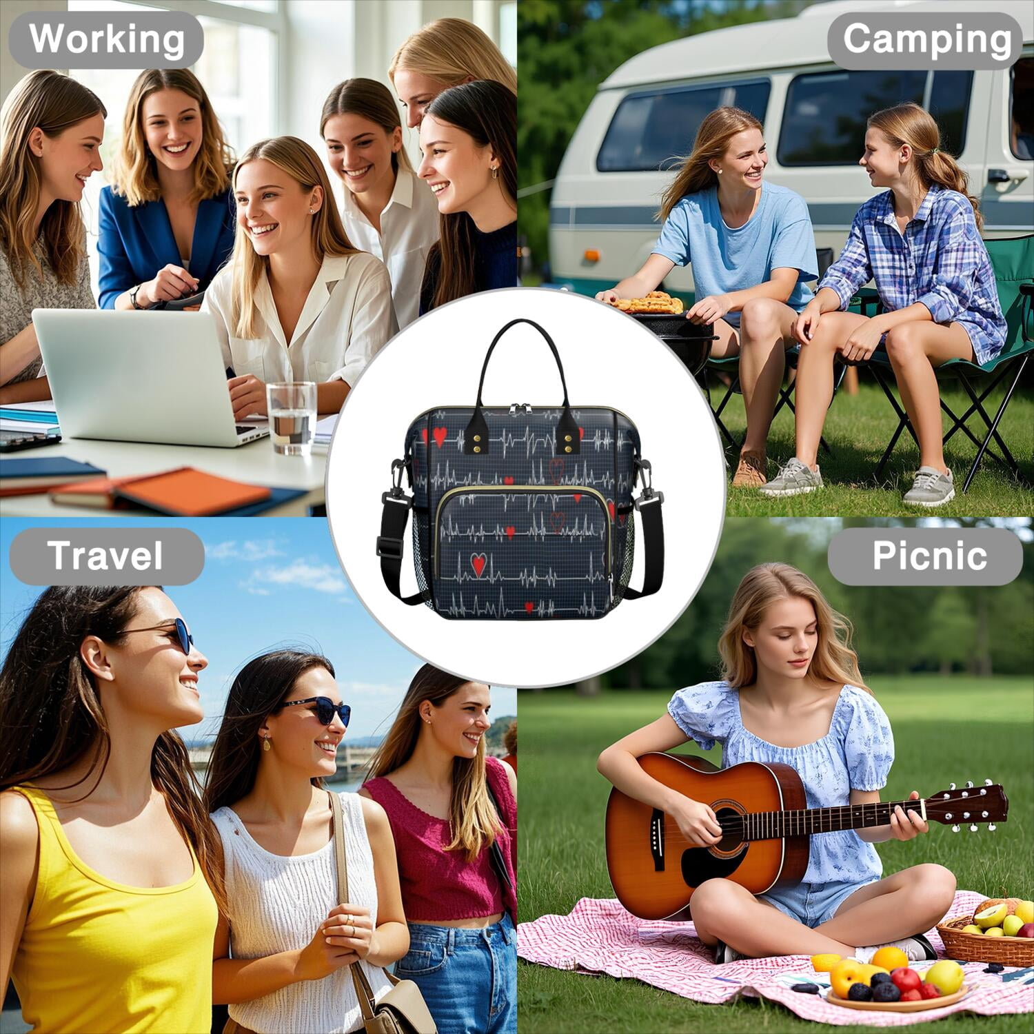 Nurse Nursing Saving Lives Every Day Cute Nurse Aesthetic Nurse Life Cute Funny Future Nurse Large Insulated Lunch Bag Dual Compartment Leakproof Lunch Box Waterproof Cooler Tote with Adjustable Strap