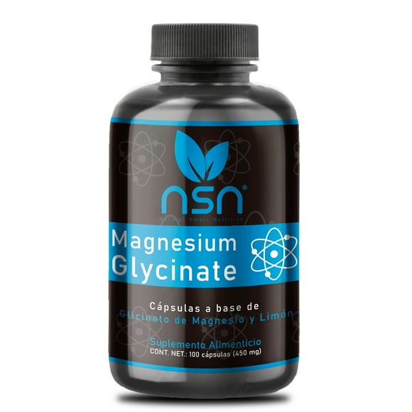 NSN Glicinato de Magnesio | Con Pulpa de Limon| 450 mg por Cápsula | 100 Cápsulas Natural SmartNutrition Glicinato de Magnesio