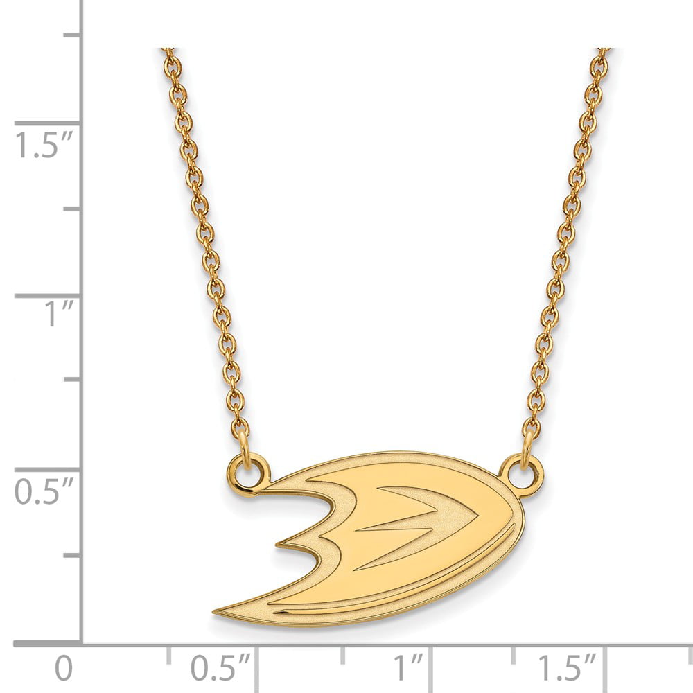 925 Sterling Silver Yellow Gold-Plated Official Anaheim Ducks Small Bar Pendant Necklace Charm Chain 