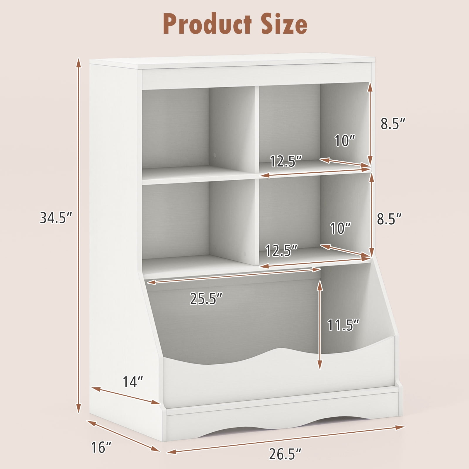 Giantex Kids Toy Storage Organizer, Wooden Organization w/Anti-Tipping Device, White