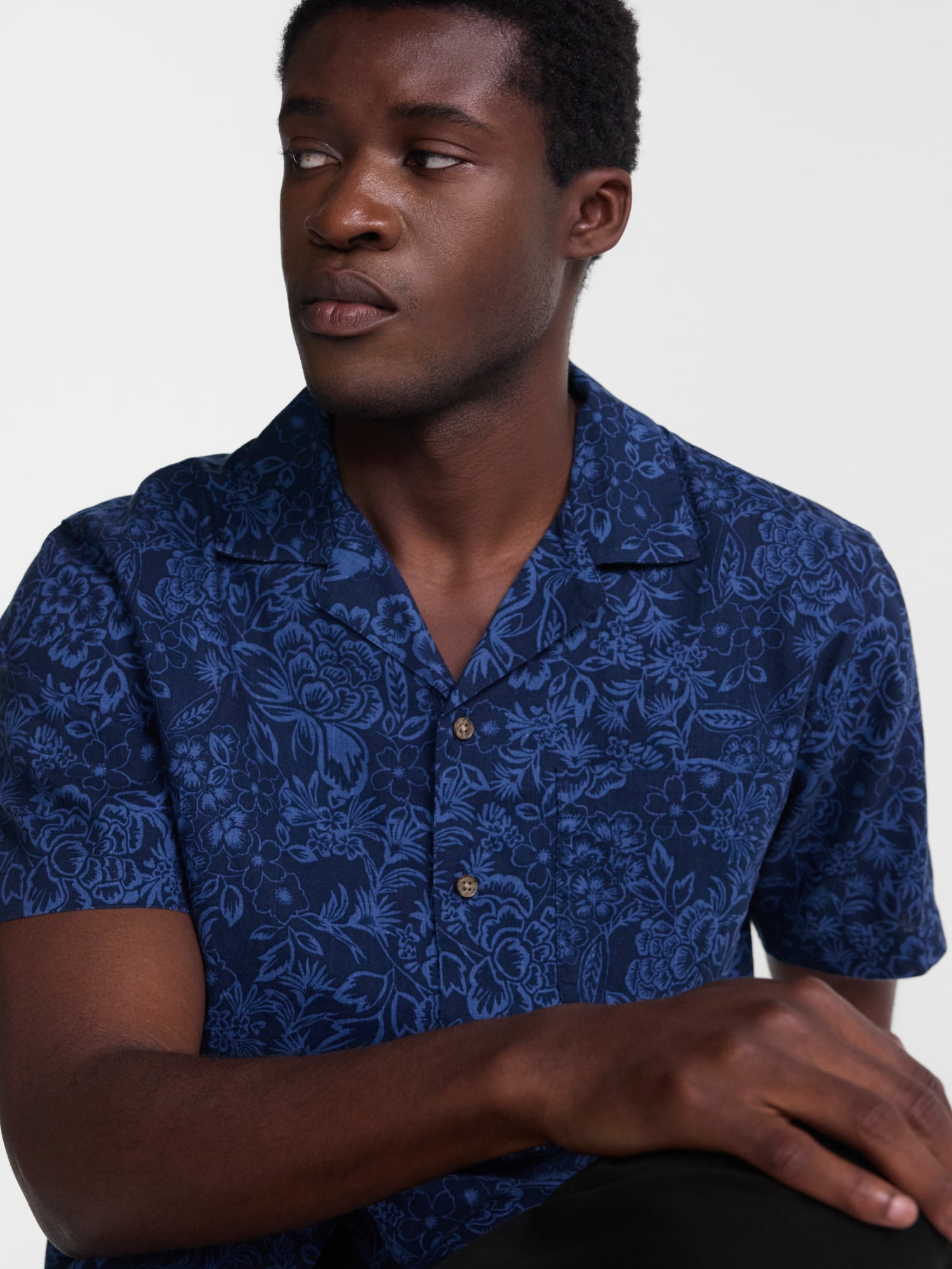 George Men's Linen Blend Holiday Camp Shirt, Sizes XS-3XL, LT-4XLT, 2XB-6XB