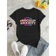thumbnail image 2 of Camiseta de Verano para Mujer Chic Gradient Letter Print Women's T-Shirt - Casual Crew Neck, Short Sleeve, Stretchy Polyester Blend, Machine Washable - Perfect for Summer & Everyday FashionFather's, 2 of 6