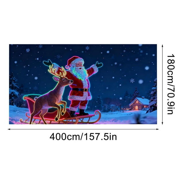 Decoraciones de Navidad Al Aire Libre Banner de la Puerta Del Garaje de Navidad Decoración de Tela de Fondo 6x13Ft Brillo en la Oscuridad Santa Elfos Decoraciones de Navidad Al Aire Libre