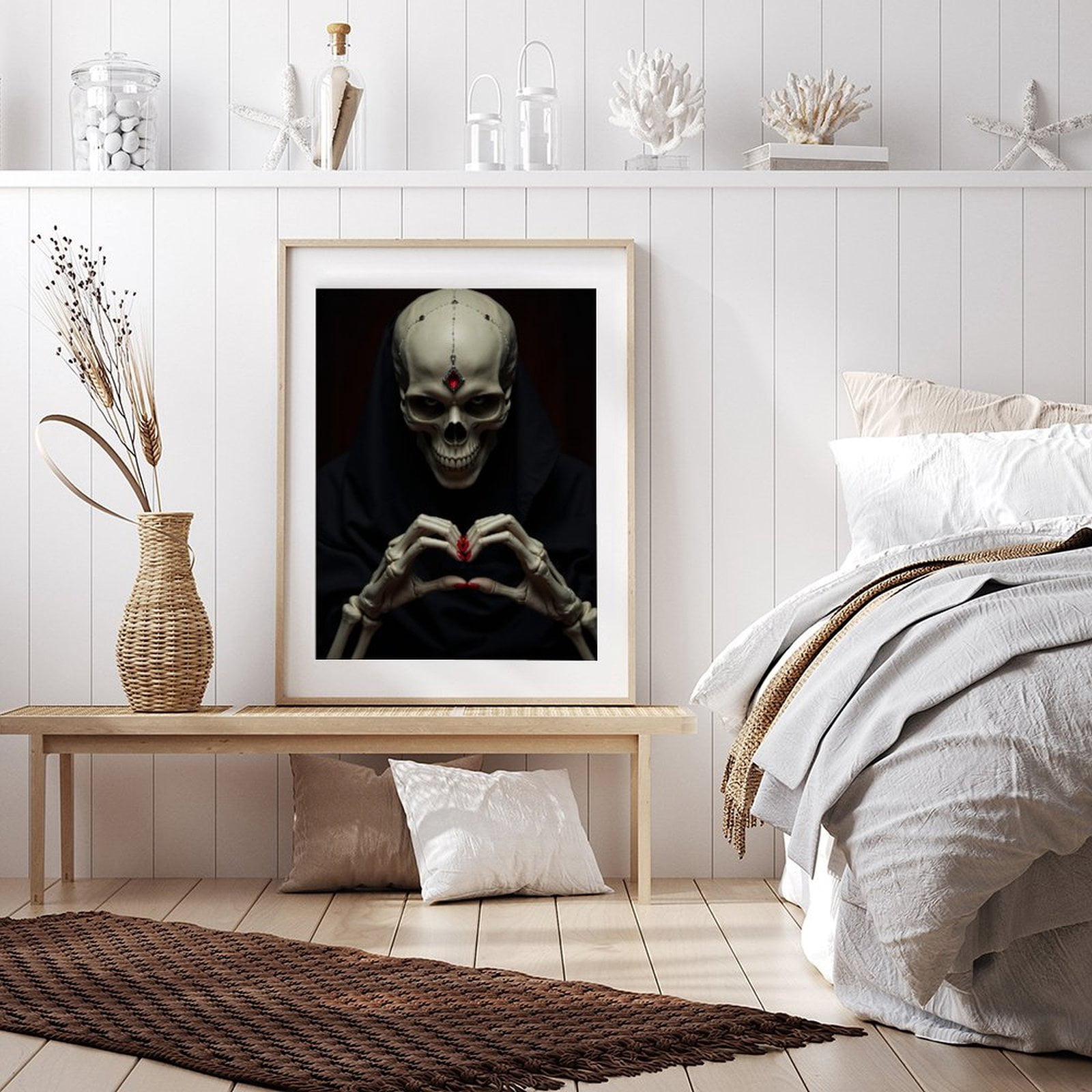 Diamond Art Kits for Adults - 5d Skeleton Hooded Red Gem Gesture Diamond Painting for Adults, Diamond Art for Adults Beginners, Diamond Painting Kits for Adults for Home Wall Decor