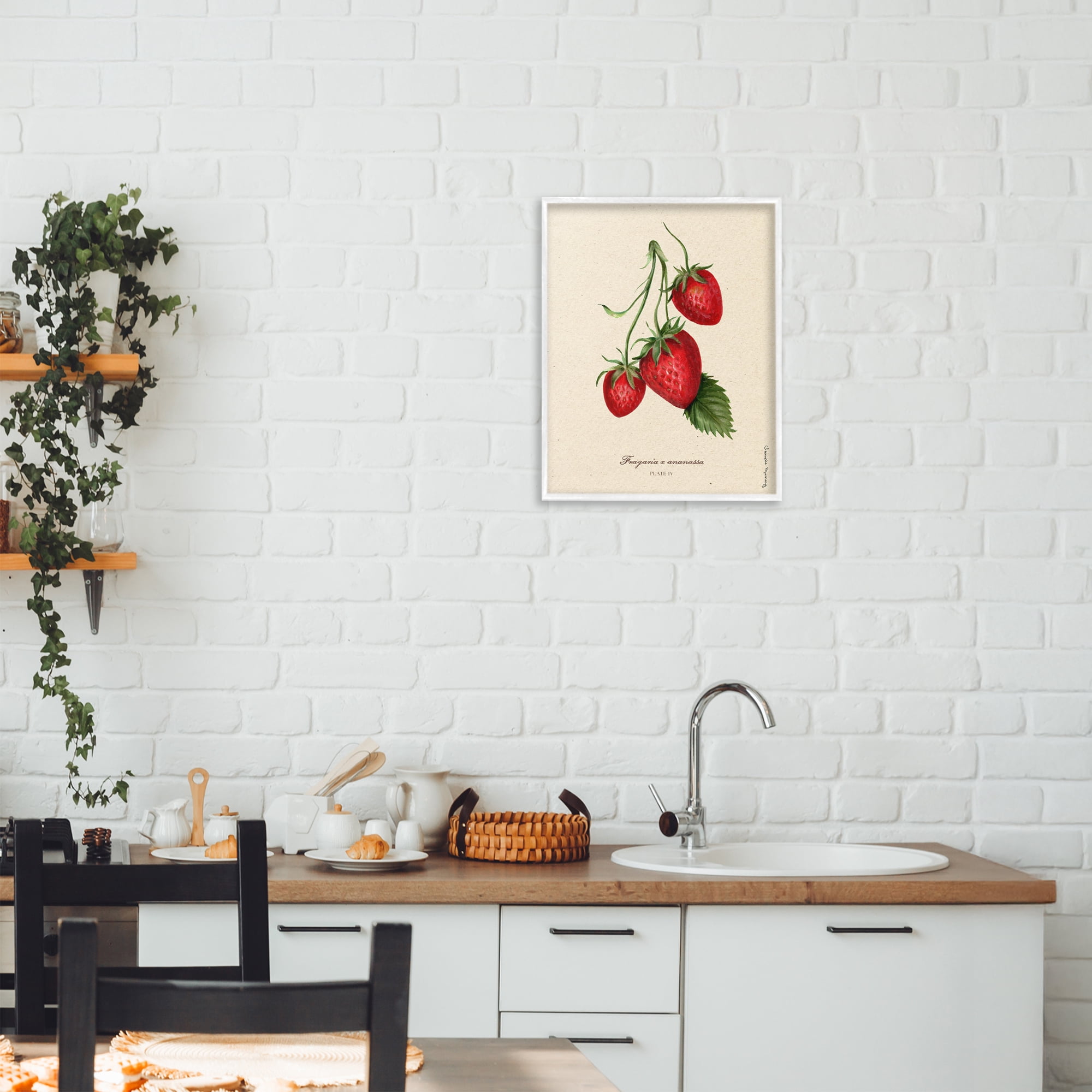 Stupell Industries Strawberry Fruit Portrait White Framed Giclee Art, design by Danielle Murray