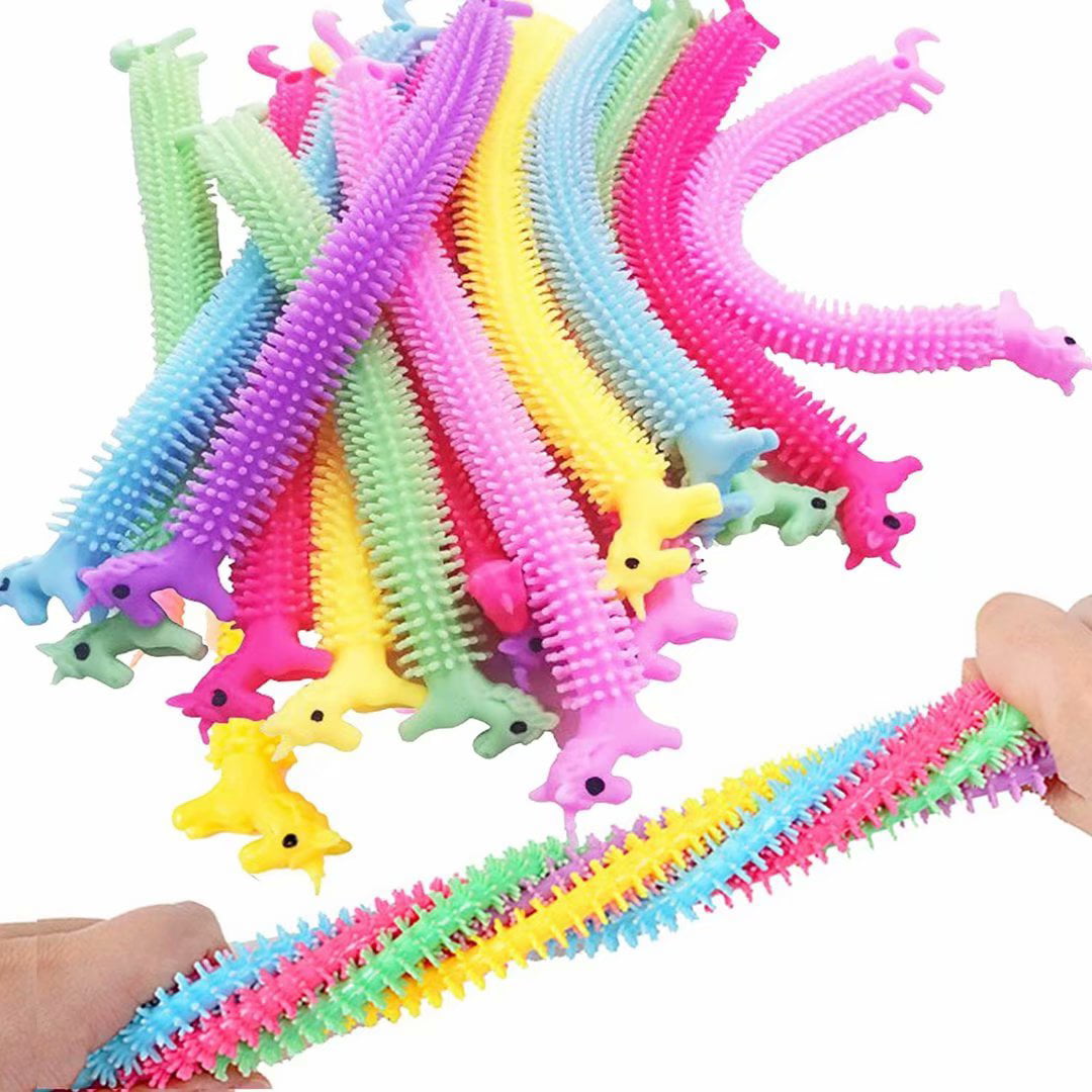 hirsrian 12 pack sensory Toys Unicorn Stretchy String for Stress Relief Colorful 
