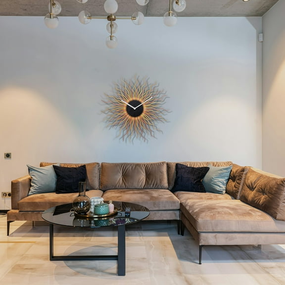 Ardeola - Medusa Copper - 16 in Modern Sunburst Copper Gold Wall Clock