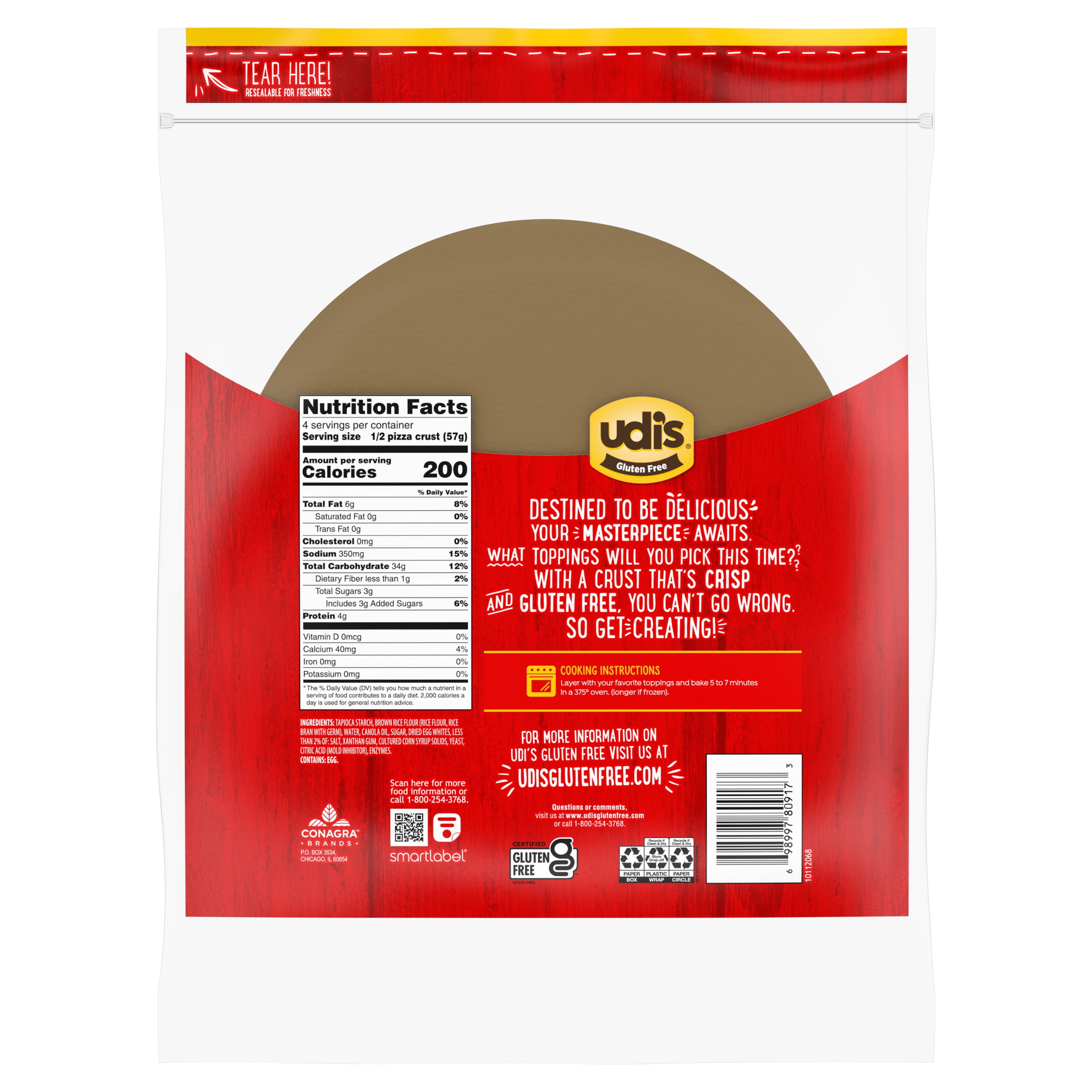  Udi's Gluten Free Pizza Crust, 9 Oz (Case of 8