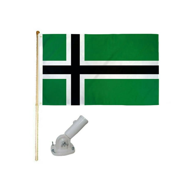 5' Wood Flag Pole Kit W/ Nylon White Bracket 3x5 Vinland Country