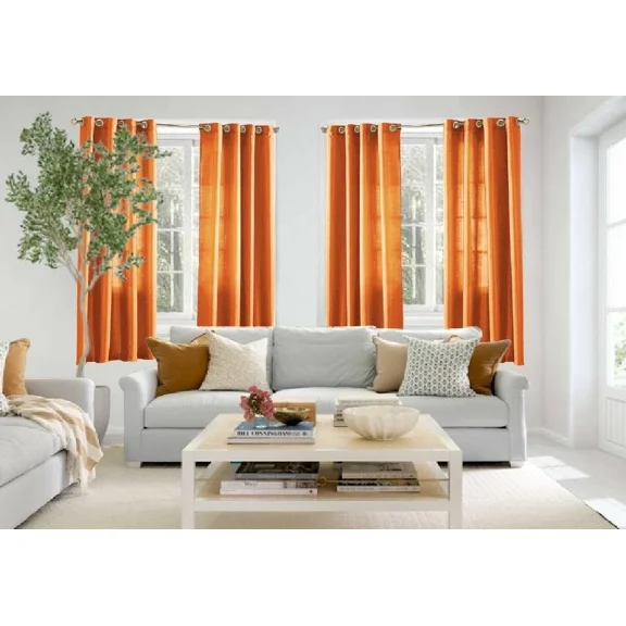 Gorgeous Home Linen 2-Panels Mira Solid Semi Sheer Window Curtain Faux Silk Bronze Grommets 55in. x 63in Each Piece