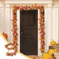 thumbnail image 5 of YgkuHd Halloween Garland, Holiday Door 5.9FT Hanging Fireplace Wreath Thanksgiving Pumpkin Maple Leaf Wicker Decoration Berry Decoration Halloween Maple Leaf Flower, 5 of 8
