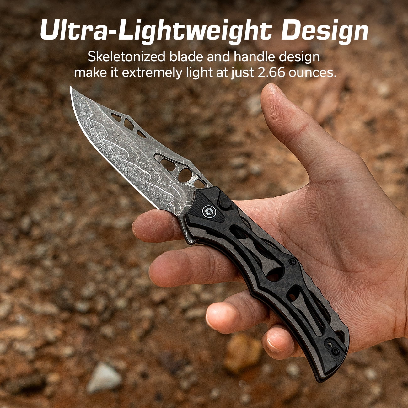 CIVIVI Biophase Pocket Folding Knife with 3.48" Damascus Blade , Gray Aluminum with Carbon Fiber Overlay On Black G10 Handle C23083C-DS1