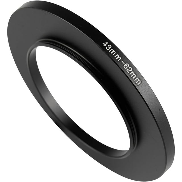 Adaptador de anillo elevador metal 43 a 62 mm compatible con cámaras sin espejo, lente DSLR, convertidor rosca filtro UV CPL ND, negro 43-62