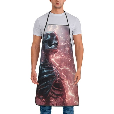 

Matuu Electric Skeleton Surrealism for Cooking Apron for Men and Women Adjustable Strap and Waist Ties for Baking Cooking Gardening