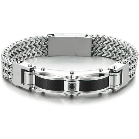 BeimoruMens Stainless Steel Square Franco Chain Curb Chain Bracelet, ID ...