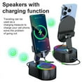 thumbnail image 3 of AKLLCCR 5in1 Wireless Speaker Cell Phone Stand with Bluetooth/Induction Audio & Atmosphere Light/Power Bank, 5.3 HD Surround Subwoofer Sound,300° Rotable Foldable Lift-Non-Slip Base, Fits Smart, 3 of 18
