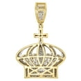 thumbnail image 3 of 10K Yellow Gold Kings Crown Cross Genuine Diamond Pendant 1.50" Charm 0.45 ct., 3 of 4