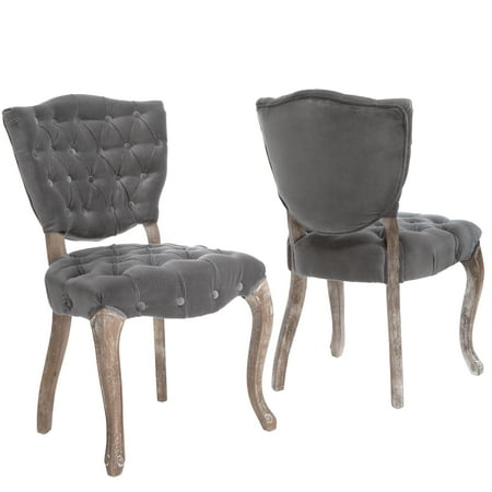 Le House Monroe Tufted Grey Fabric Dining Chairs Set Of 2 Le House Monroe Tufted Grey Fabric Dining Chairs Set Of 2