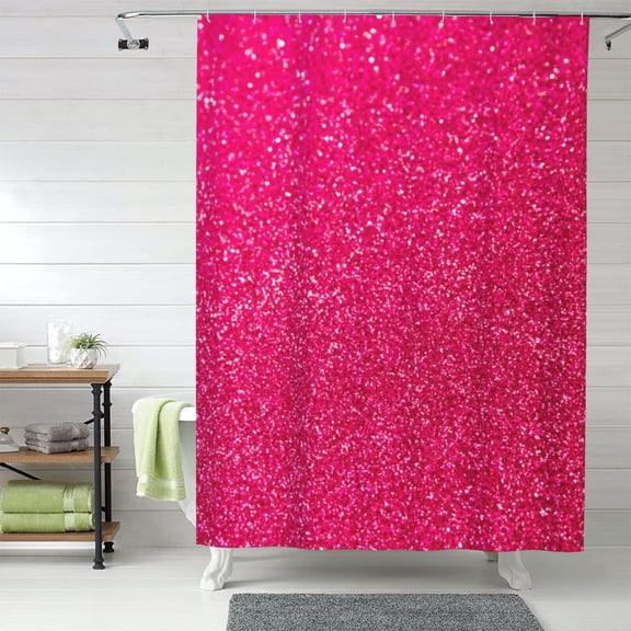 Shower Curtain 60 x 72 inch - Rose Red Glitter Waterproof Shower Curtain for Bathroom, Washable Shower Curtain Set with Hooks Bathroom Accessories