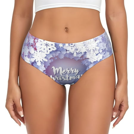 Uemuo Round Snow Merry Christmas Pattern Women s Cotton Underwear Full Coverage Briefs Soft Stretchy Breathable Underwear Brief-X-Large