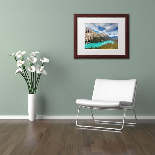 Trademark Fine Art 'Peyto Lake' Canvas Art by Pierre Leclerc, White Matte, Wood Frame