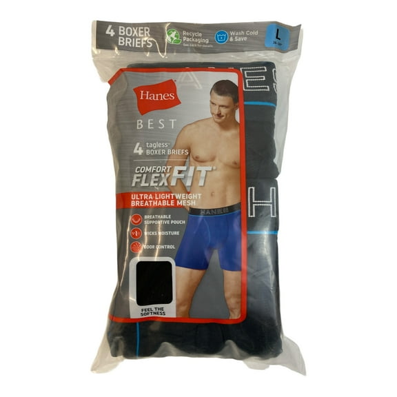 Hanes Men's Comfort Flex Fit Ultra Lightweight Breathable Boxer Briefs (Black, 2XL)