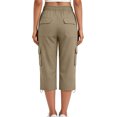 thumbnail image 5 of felwors Womens Capris with Pockets Loose Fit Casual Capri Pants Dressy Lightweight Ladies Baggy Cargo Pants for Hiking Khaki for Size L, 5 of 7