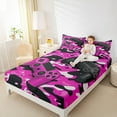 thumbnail image 4 of Feelyou Cartoon Pink Gamepad Queen Sheet Sets, Chic Camouflage Camo Flat Sheet, Teens Kids Boys Girls Queen Fitted Sheet, Super Cozy Room Decor, 4pcs, 4 of 7