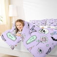 thumbnail image 3 of Homewish Goth Coffin Skull Twin Bedding for Kids, Lavender Rose Butterfly Bat Bedding Comforter Set, Halloween Reversible, 7pcs, 3 of 7