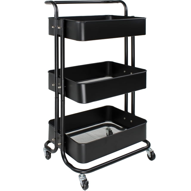 Carrito Auxiliar Organizador Negro Nanofort 3 Niveles Metalico Multi Usos