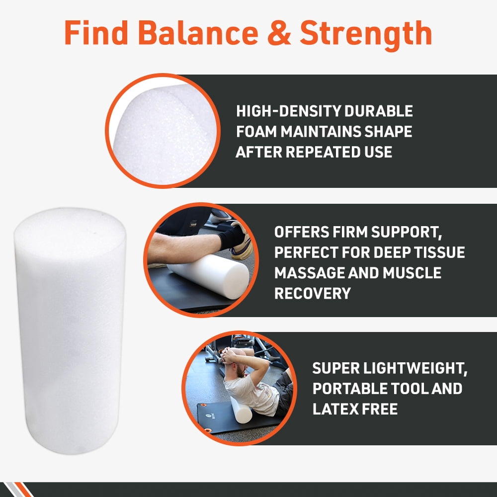 Body Sport Foam Roller, Full Round 6 in x 12 in. – Lightweight & Durable for Flexibility, Strengthening & Rehab – High-Density Foam for Muscle Reeducation, Spinal Stabilization & Pressure Relief