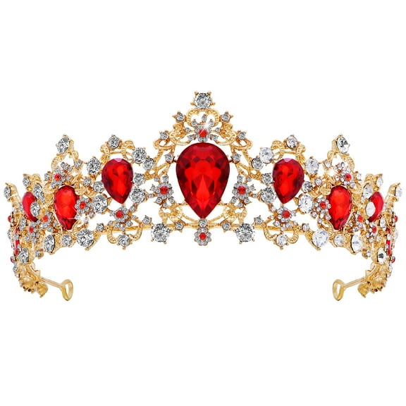 Toyandona red crown for women Royal Crystal Crown Party Accessory Brides 1Pcs