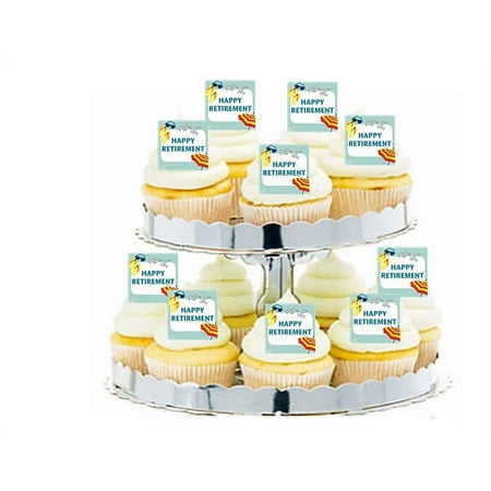 24pk Retirement Beach Fun Edible Cupcake Decoration Toppers / Picks